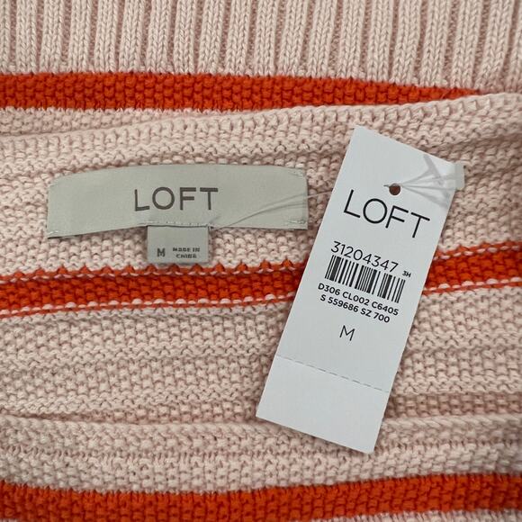 NWT LOFT Pink/Peach W/Orange Striped Ruffle Strap Sweater Tank - Picture 7 of 10